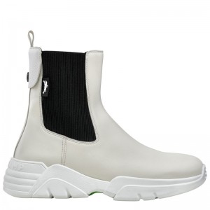 Dámské Boty Longchamp Leather Ecru | CZ XY7676