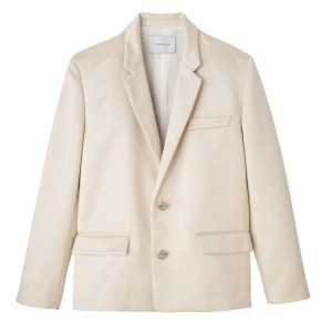 Dámské Bundy Longchamp Oversize Satin Ecru | CZ BE7881