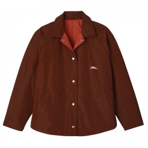 Dámské Bundy Longchamp Padded blouson Technical taffeta Chestnut / Tomato | CZ EB7855