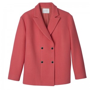 Dámské Bundy Longchamp Straight peacoat Wool broadcloth Blush | CZ RV7856