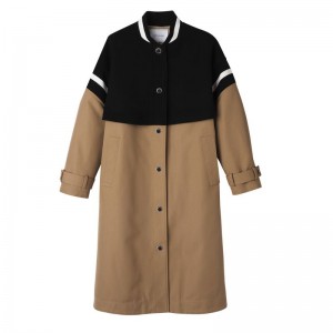 Dámské Bundy Longchamp Teddy spirit trench Gabardine and wool Béžový | CZ FD7866