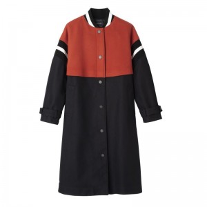 Dámské Bundy Longchamp Teddy spirit trench Gabardine and wool Černé | CZ DF7865