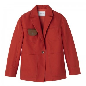 Dámské Bundy Longchamp Topstitching straight Gabardine Paprika | CZ NW7880