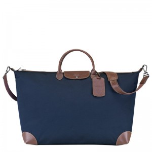 Dámské Cestovní Tašky Longchamp Boxford M Recycled canvas Blankyt | CZ YX8326