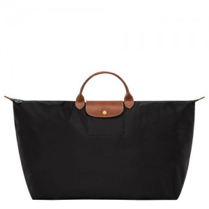 Dámské Cestovní Tašky Longchamp Le Pliage Original M Recycled canvas Černé | CZ VR8298