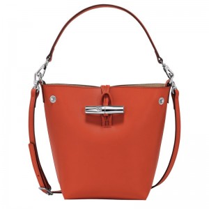 Dámské Crossbody Kabelky Longchamp Le Roseau XS Bucket Leather Paprika | CZ WN8998