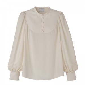 Dámské Halenka Longchamp Blouse Fluid crepe Ecru | CZ KO7714