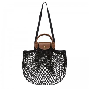 Dámské Kabelka Longchamp Le Pliage Filet L Mesh Canvas Černé | CZ UZ9198