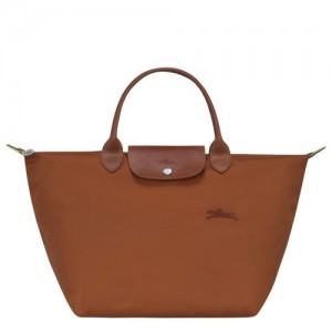 Dámské Kabelka Longchamp Le Pliage Green M Recycled canvas Cognac | CZ PJ9058