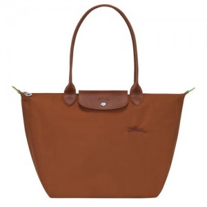 Dámské Kabelky Přes Rameno Longchamp Le Pliage Green L Tote Recycled canvas Cognac | CZ MQ8815
