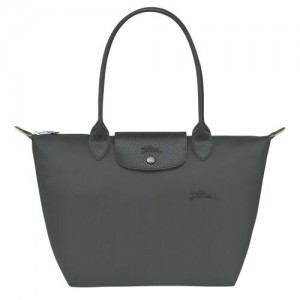 Dámské Kabelky Přes Rameno Longchamp Le Pliage Green M Tote Recycled canvas Graphite | CZ EB8786