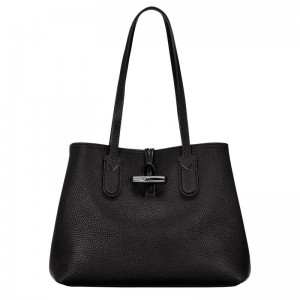 Dámské Kabelky Přes Rameno Longchamp Le Roseau Essential M Tote Leather Černé | CZ XY8861
