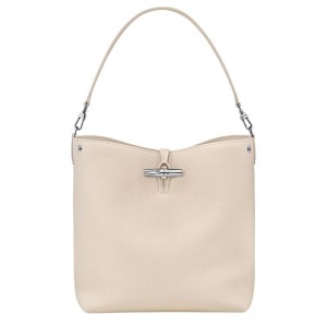 Dámské Kabelky Přes Rameno Longchamp Le Roseau M Shoulder Leather Paper | CZ DF8853