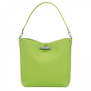 Dámské Kabelky Přes Rameno Longchamp Le Roseau M Shoulder Leather Zelene Světle | CZ AH8851