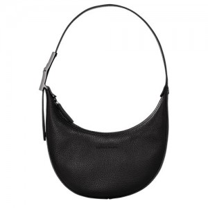 Dámské Kabelky Přes Rameno Longchamp Le Roseau Essential S Hobo Leather Černé | CZ HA8825