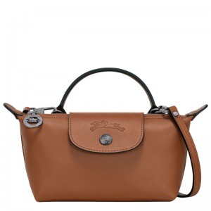 Dámské Mini Tašky Longchamp Le Pliage Xtra XS Pouch Leather Cognac | CZ VR9279