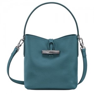 Dámské Mini Tašky Longchamp Le Roseau Essential XS Bucket Leather Peacock | CZ HA9272