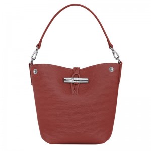 Dámské Mini Tašky Longchamp Le Roseau XS Bucket Leather Chestnut | CZ MQ9334