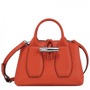 Dámské Mini Tašky Longchamp Le Roseau XS Handbag Leather Paprika | CZ IL9368