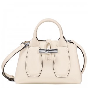 Dámské Mini Tašky Longchamp Le Roseau XS Handbag Leather Ecru | CZ UZ9367