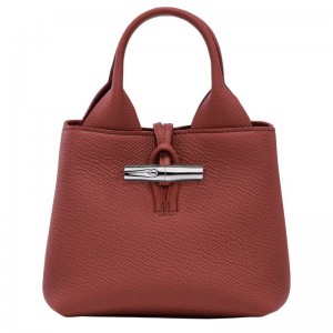 Dámské Mini Tašky Longchamp Le Roseau XS Handbag Leather Chestnut | CZ ZU9328