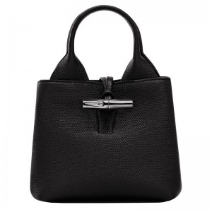 Dámské Mini Tašky Longchamp Le Roseau XS Handbag Leather Černé | CZ GS9323