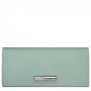 Dámské Peněženky Longchamp Le Roseau Flap Leather Celadon | CZ GS8566