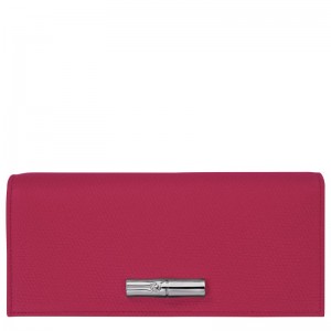 Dámské Peněženky Longchamp Le Roseau Flap Leather Beetroot | CZ CT8550