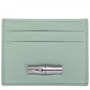 Dámské Pouzdro na Karty Longchamp Le Roseau Leather Celadon | CZ YX8482