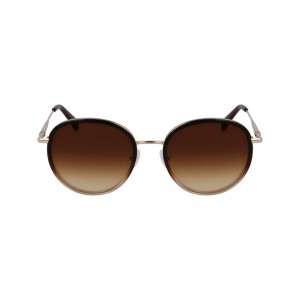 Dámské Sluneční Brýle Longchamp Metal Zlaté Hnědé | CZ DF7944