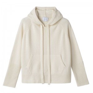 Dámské Svetr Longchamp Hoodie Knit Ecru | CZ FD7735