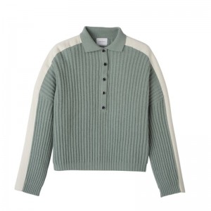 Dámské Svetr Longchamp Polo collar Knit Celadon | CZ YX7806