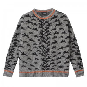 Dámské Svetr Longchamp Round collar Knit Šedé | CZ AH7738