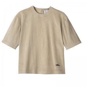 Dámské Topy Longchamp Short leather Leather Linen | CZ ZU7768