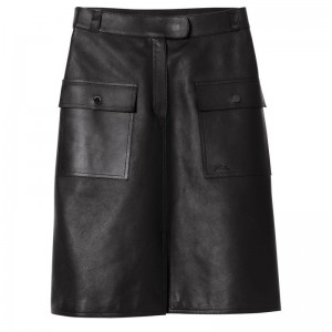 Dámské Šaty Longchamp Skirt Leather Černé | CZ UZ7846