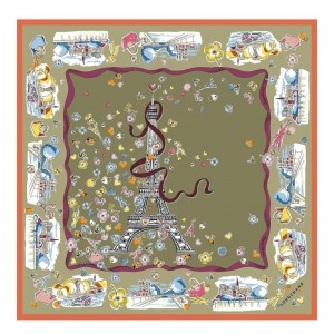 Dámské Šátky Longchamp Equestrian Tower Silk 50 OTHER Artichoke | CZ UZ8106