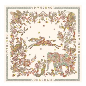 Dámské Šátky Longchamp ForÉt Silk 90 OTHER Ecru | CZ VR8135