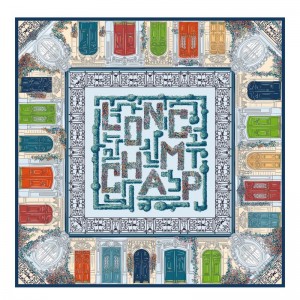 Dámské Šátky Longchamp Jardin Parisien Silk 90 Peacock | CZ LI8131