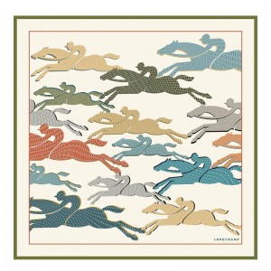 Dámské Šátky Longchamp Run Silk 70 Ecru | CZ IL8120