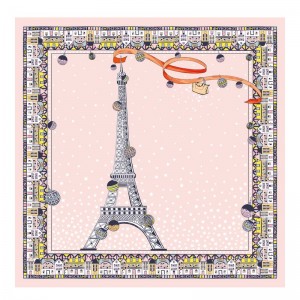 Dámské Šátky Longchamp Tour Eiffel NoËl Silk 50 Nude | CZ BE8141