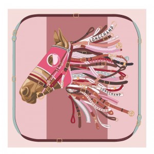 Dámské Šátky Longchamp TÉte de cheval Silk 90 Růžové | CZ HA8128