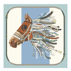 Dámské Šátky Longchamp TÉte de cheval Silk 90 OTHER Vervain | CZ DF8125