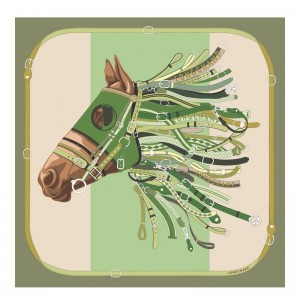 Dámské Šátky Longchamp TÉte de cheval Silk 90 OTHER Artichoke | CZ SG8124