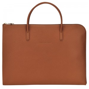 Pánské Aktovka Longchamp Le FoulonnÉ S Leather Caramel | CZ VR7622