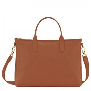 Pánské Aktovka Longchamp Le FoulonnÉ S Leather Caramel | CZ MQ7618