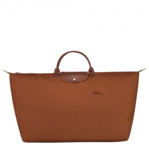 Pánské Cestovní Tašky Longchamp Le Pliage Green M Recycled canvas Cognac | CZ DF7189