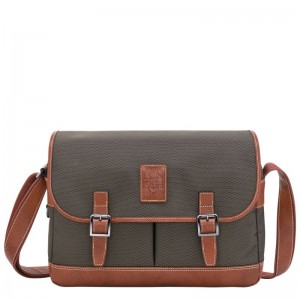 Pánské Crossbody Kabelky Longchamp Boxford L Recycled canvas Hnědé | CZ OK7584