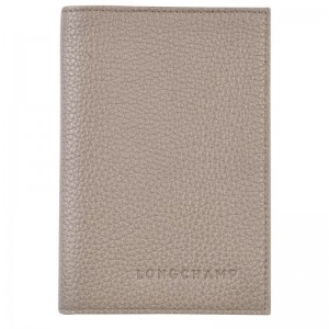 Pánské Pouches Longchamp Le FoulonnÉ Passport cover Leather Turtledove | CZ TC7285