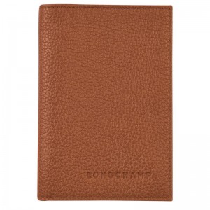 Pánské Pouches Longchamp Le FoulonnÉ Passport cover Leather Caramel | CZ EB7283