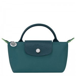 Pánské Pouches Longchamp Le Pliage Green with handle Recycled canvas Peacock | CZ SG7321